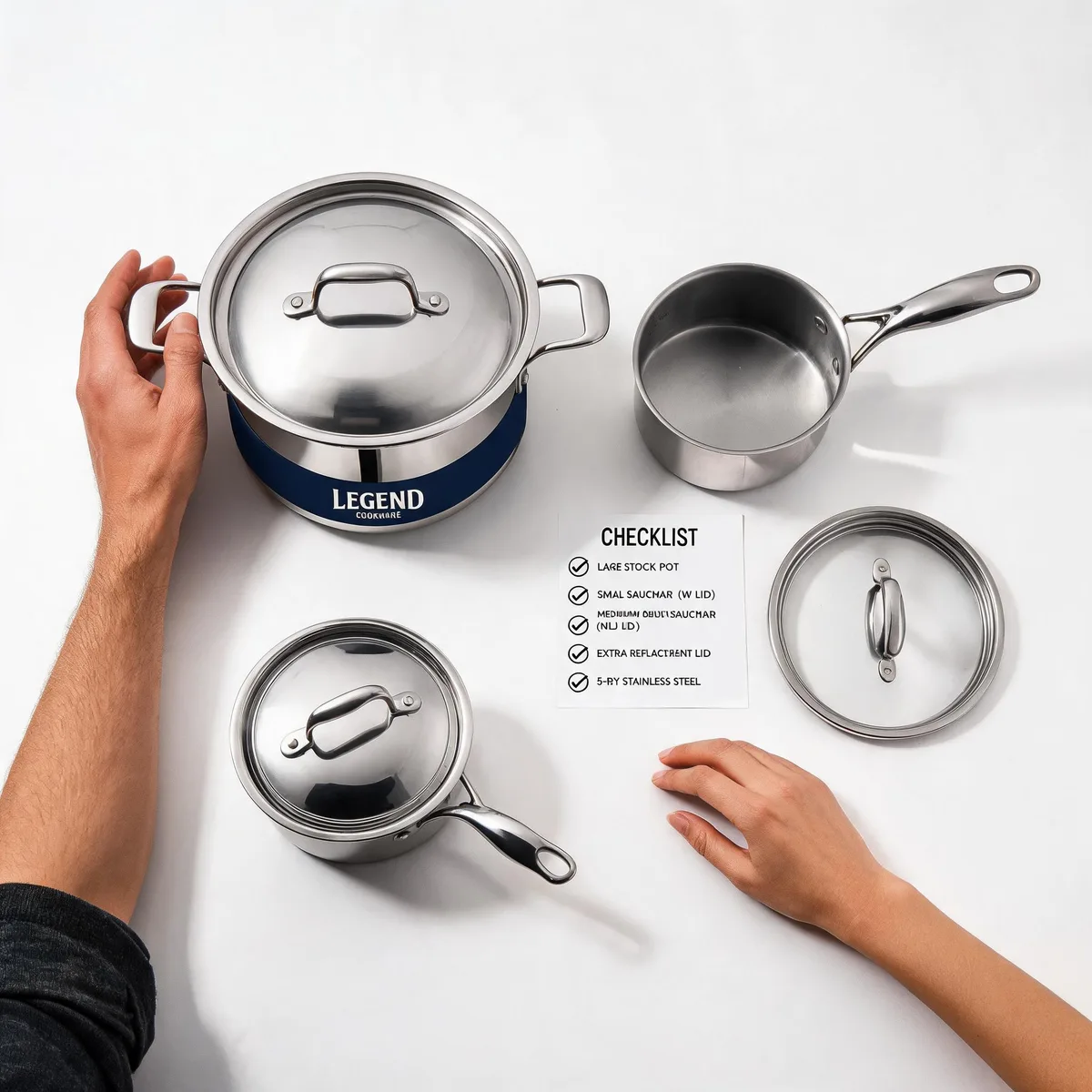 LEGEND COOKWARE 5-Ply Stainless Steel Cookware Set